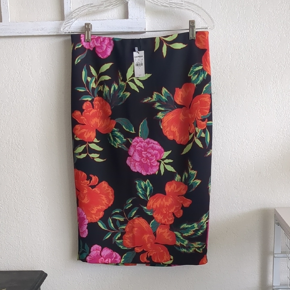 Floral Black Skirt
